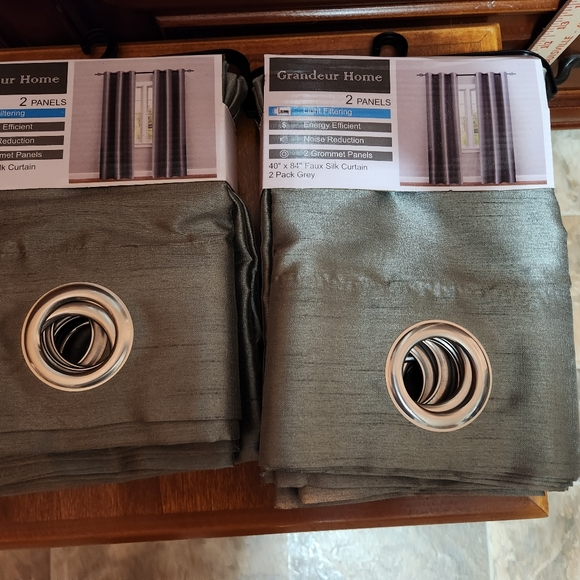 $10per set. 40"×84" Light Filtering Faux Silk Grommet Curtains 2 panels  4 panel - Picture 3 of 4